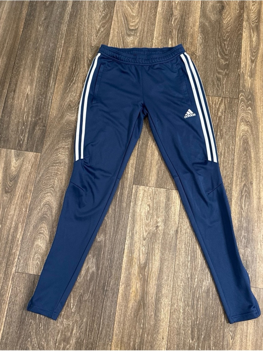 adidas Navy Blue Women’s  Track Pants with White Stripes